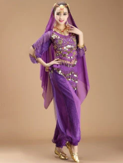 Belly Dance Costume Purple Sexy Bollywood Dance Dress For Women