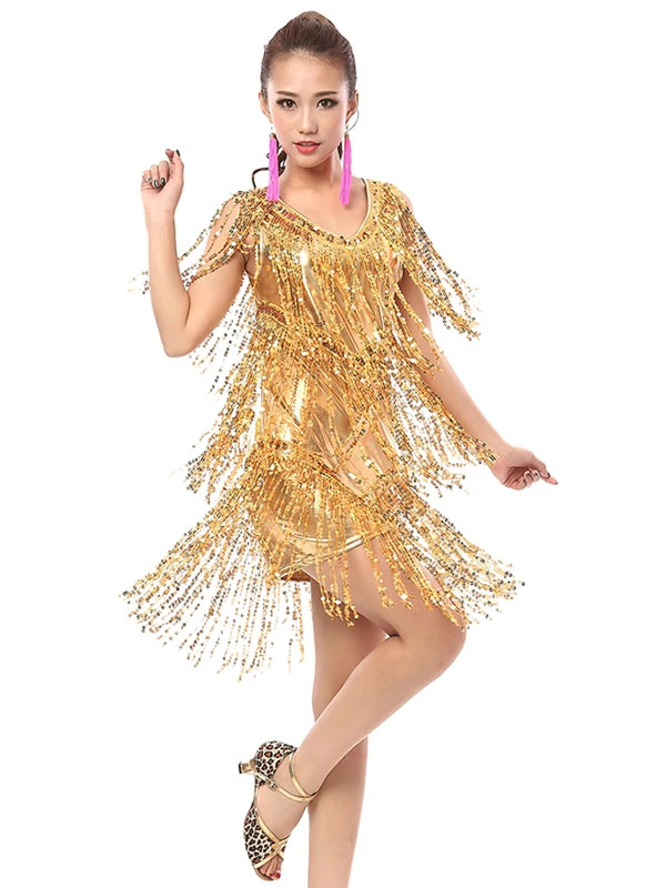 Dance Costumes Latin Dancer Dresses Women Orange Sequined Outfit Dancing Clothes Carnival 10 Dance Costumes Latin Dancer Dresses Women Orange Sequined Outfit Dancing Clothes Carnival - Image 8