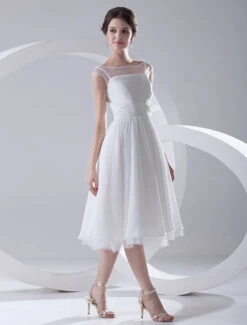 Simple Wedding Dresses Illusion Short Bridal Dress White Chiffon Wedding Gown -Dresses Store 76cbd485 15ba 46d9 a730 0963f05cf51a