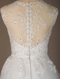 Wedding Dresses 2023 A Line Illusion Neck Sleeveless Floor Length Lace Beaded Tulle Boho Bridal Gowns -Dresses Store 7b88f369 aecf 4c66 b222 75f8b51b3e33