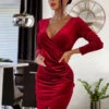 Knotted Velour Casual V-Neck Long Sleeves Midi Dress 1 Knotted Velour Casual V-Neck Long Sleeves Midi Dress -Dresses Store 85b47b0b 25c1 4ce9 a403 b7fe2e2c0a25