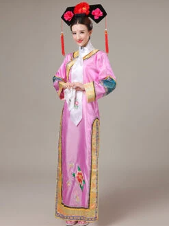 Halloween Chinese Costume Blue Satin Color Block Long Dress For Women -Dresses Store 85d02bd0 fa2a 4daa ab1b 282e7acdefbe