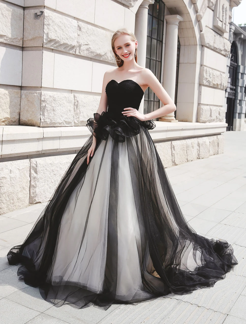 Black Pageant Party Dress Women Strapless Tulle Luxury Princess Gowns 3 Black Pageant Party Dress Women Strapless Tulle Luxury Princess Gowns