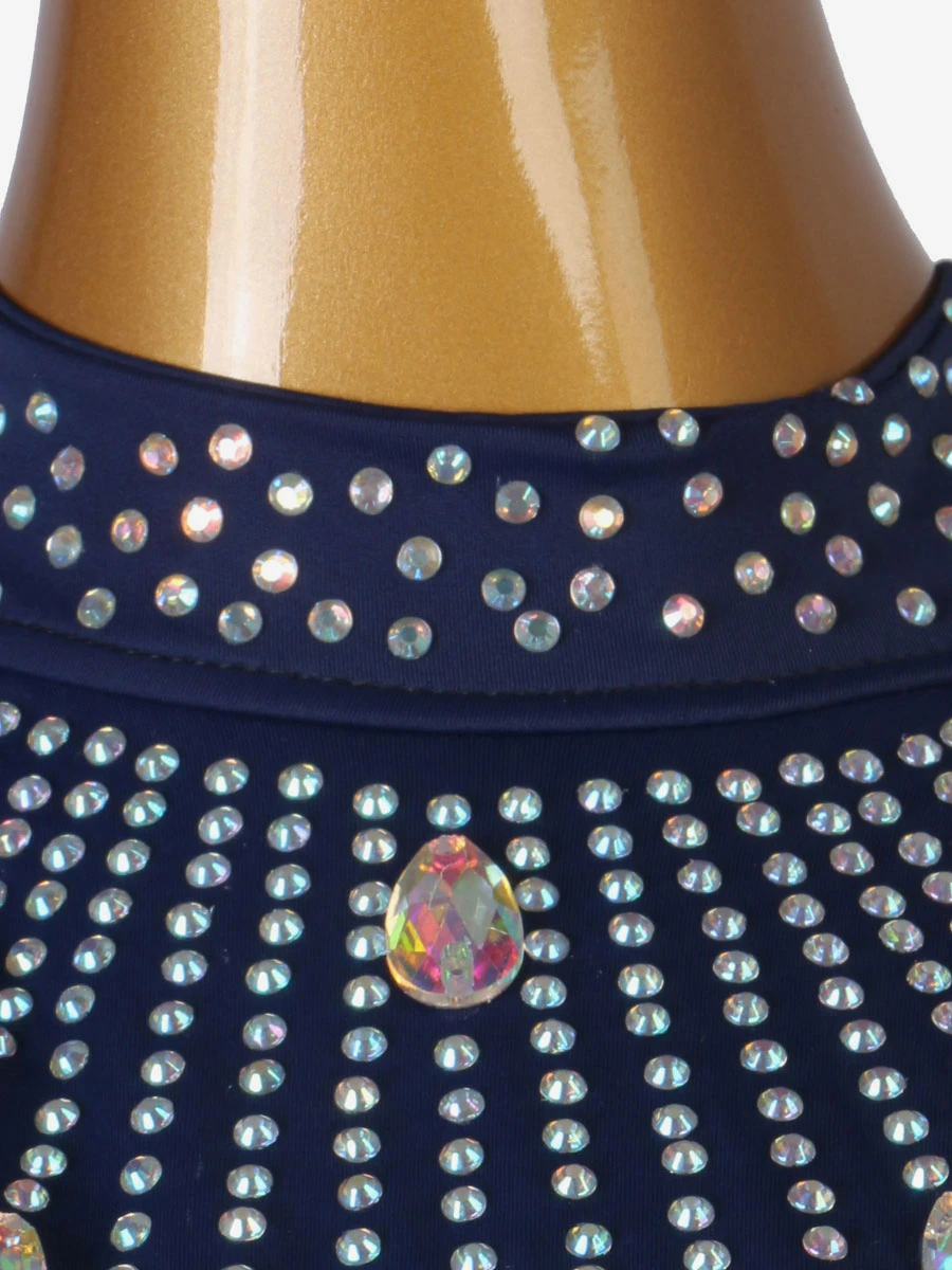 Latin Dance Dresses Deep Blue Women's Lycra Spandex Dress Latin Dancer Dancing Wear 7 Latin Dance Dresses Deep Blue Women's Lycra Spandex Dress Latin Dancer Dancing Wear - Image 5