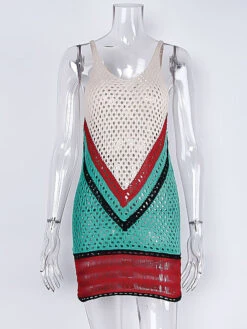 Cover Ups V Neck Sleeveless Crochet Beach Bathing Suits For Women -Dresses Store 98ad762d ce61 4f07 8829 e5541612482b