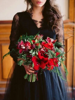 Gothic Black Wedding Dresses A-Line Long Sleeves Backless Lace Up With Train Lace Bridal Gown Free Customization -Dresses Store 9d859859 55a6 4e46 9003 b32a507a7d23