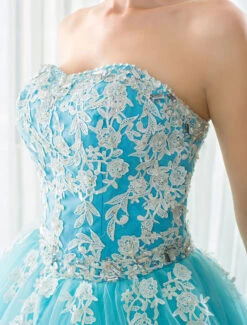 Blue Wedding Dress Lace Applique Tulle Court Train Strapless Sweetheart Lace-Up A-Line Bridal Gown -Dresses Store Blue Wedding Dress Lace Applique Tulle Court Train Strapless Sweetheart Lace up A line Bridal Gown 632839 3179479