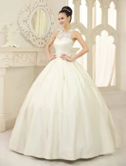 Ivory Princess Ball Gown Wedding Dress Jewel Neckline Bow Floor Length Satin Bridal Dress Free Customization 15 Ivory Princess Ball Gown Wedding Dress Jewel Neckline Bow Floor Length Satin Bridal Dress Free Customization -Dresses Store Ivory Ball Gown Jewel Neck Bow Floor Length Satin Bridal Wedding Gown 421809 2052381