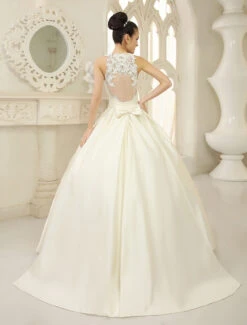 Ivory Princess Ball Gown Wedding Dress Jewel Neckline Bow Floor Length Satin Bridal Dress Free Customization 17 Ivory Princess Ball Gown Wedding Dress Jewel Neckline Bow Floor Length Satin Bridal Dress Free Customization -Dresses Store Ivory Ball Gown Jewel Neck Bow Floor Length Satin Bridal Wedding Gown 421809 2052383