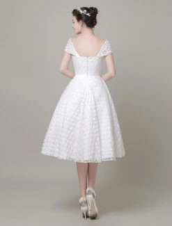 Short Wedding Dress Tulle Sweetheart A-Line Knee-Length Bridal Dress Free Customization -Dresses Store Sweetheart Wedding Dress Tulle A Line Knee Length Bridal Dress 603997 3069739