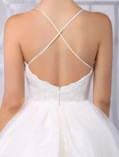 A-Line Tulle Knee Length V-Neck Long Sleeves Detachable Lace Wrap Wedding Dress 2023 Free Customization -Dresses Store Tulle Knee Length Spaghtti A line Wedding Dress With Long sleeves Lace Wrap 540729 2732841