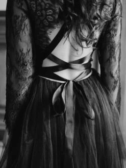 Gothic Black Wedding Dresses A-Line Long Sleeves Backless Lace Up With Train Lace Bridal Gown Free Customization -Dresses Store a00e915b 43ca 4db9 b9ea e63725a0a12f