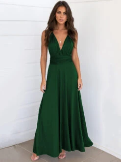 Birthday Sexy Maxi Dress Sleeveless Plunging Neck Backless Solid Color Evening Dress -Dresses Store a7783f21 1a36 4193 98f7 63613d3ed973