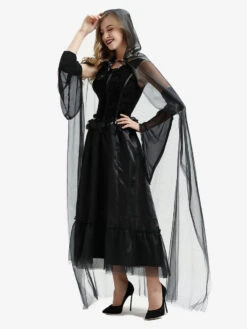 Halloween Witch Costumes For Women Black Long Tulle Dress Cloak Polyester Holidays Costumes Full Set -Dresses Store b0c5c13b 2a88 400b 8c35 5b156c75e0c0