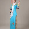 Halloween Chinese Costume Blue Satin Color Block Long Dress For Women -Dresses Store b3bd9605 6896 474c a1d2 9b40b4b4ac17