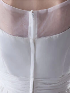 Simple Wedding Dresses Illusion Short Bridal Dress White Chiffon Wedding Gown -Dresses Store b5872530 1559 4b39 a400 110a941a46ef