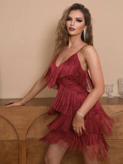 Birthday Club Dress V-Neck Sexy Fringe Sleeveless Backless White Sexy Dress -Dresses Store baf510c4 8d70 4809 a499 4a476abae9c1