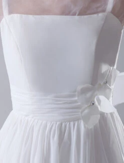 Simple Wedding Dresses Illusion Short Bridal Dress White Chiffon Wedding Gown -Dresses Store c1d42ebd f576 4a8d ac99 48b454bf93af