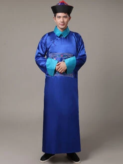 Halloween Chinese Costume Dark Red Eunuch Long Gown With Hat For Men -Dresses Store c34355bb a553 4202 9015 fdd4eb78b004