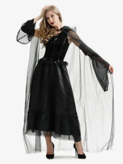 Halloween Witch Costumes For Women Black Long Tulle Dress Cloak Polyester Holidays Costumes Full Set -Dresses Store d1c29f42 0281 4e18 b533 09469a7e23a2