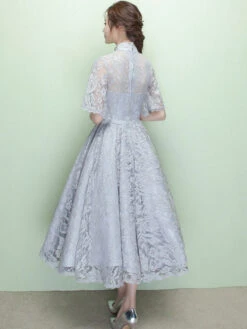 Black Cocktail Dress Lace High Collar Short Prom Dress Illusion Half Sleeve A Line Party Dress Wedding Guest Dress -Dresses Store d6593ec5 fc1a 4028 8860 ca0e9ab80003