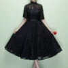 Black Cocktail Dress Lace High Collar Short Prom Dress Illusion Half Sleeve A Line Party Dress Wedding Guest Dress -Dresses Store e5074e1d cbe1 4c8e 92ad c438e9095296