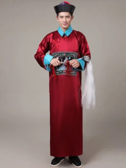 Halloween Chinese Costume Dark Red Eunuch Long Gown With Hat For Men -Dresses Store e906fa6f e480 429a 819b a1516942dbff