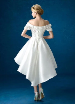 Summer Wedding Dresses 2023 White Lace Satin Off The Shoulder Bridal Gown High Low Beading Bows Short Sleeve Bridal Dress -Dresses Store ee71eda1 cecf 48a9 a6d9 dd02c859e0e5