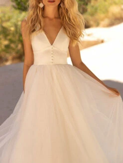 Vintage Wedding Dress V-Neck Sleeveless With Train Bridal Gowns -Dresses Store ef60190a ed54 4488 bce8 055facdecd02