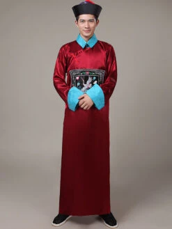 Halloween Chinese Costume Dark Red Eunuch Long Gown With Hat For Men -Dresses Store f7cb1244 54aa 409a 9ca1 8791a5c98269